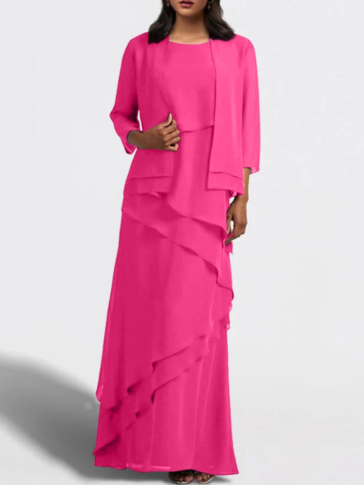Long Mother of the Bride Sheath Dress with Matching Jacket