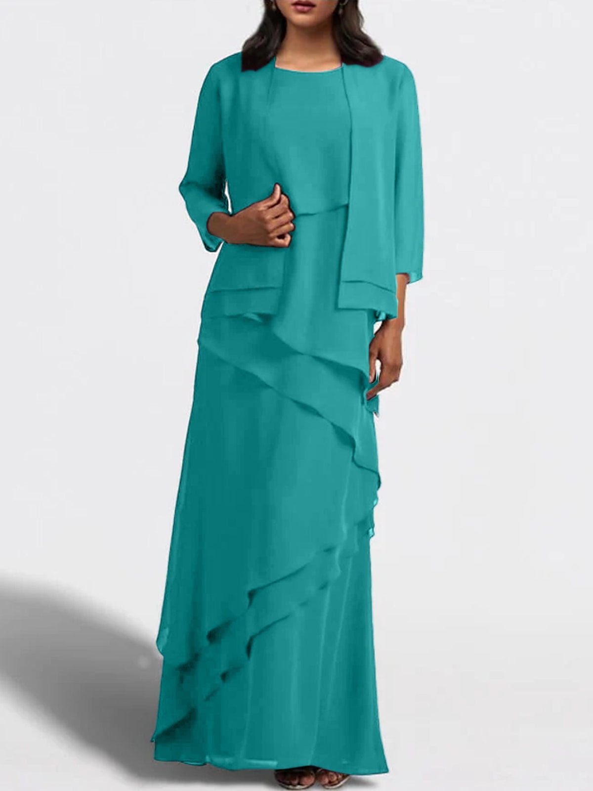 Long Mother of the Bride Sheath Dress with Matching Jacket