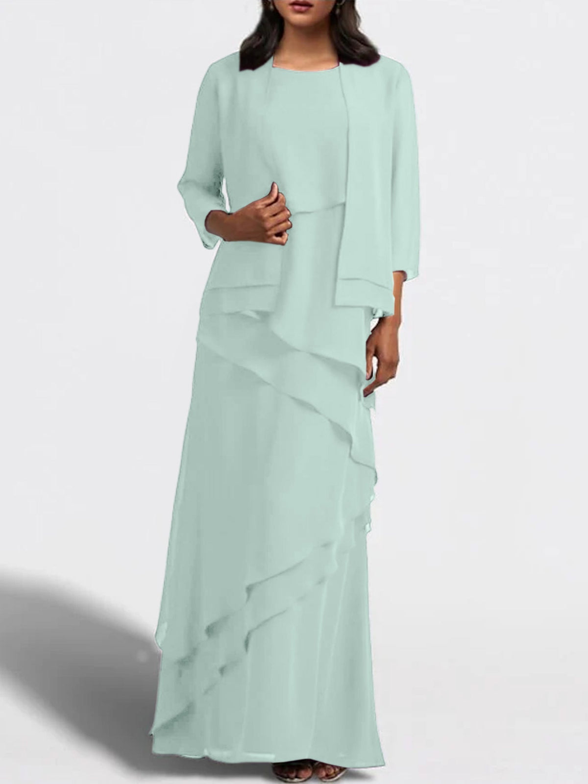 Long Mother of the Bride Sheath Dress with Matching Jacket