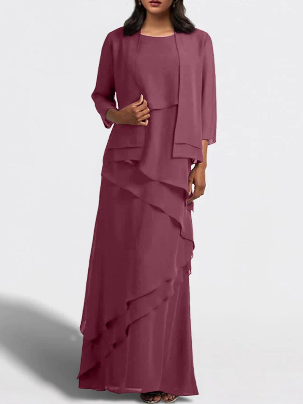 Long Mother of the Bride Sheath Dress with Matching Jacket