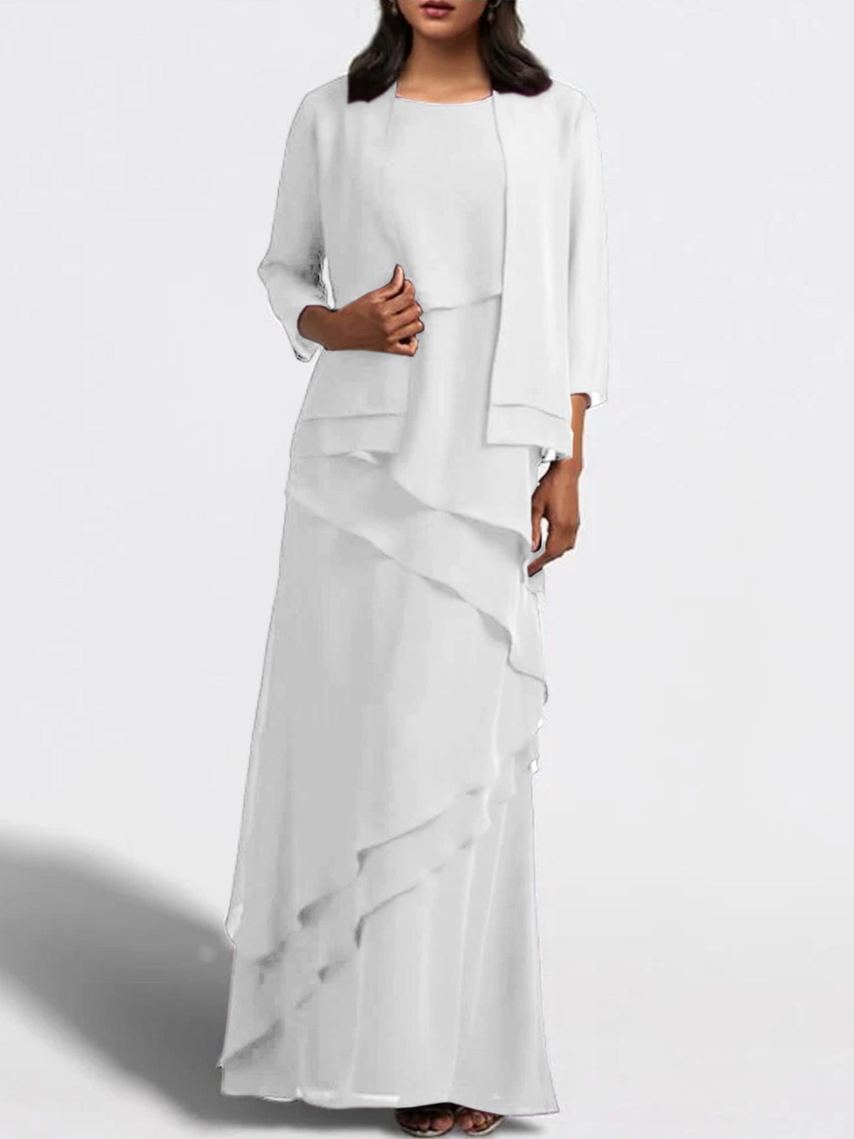Long Mother of the Bride Sheath Dress with Matching Jacket