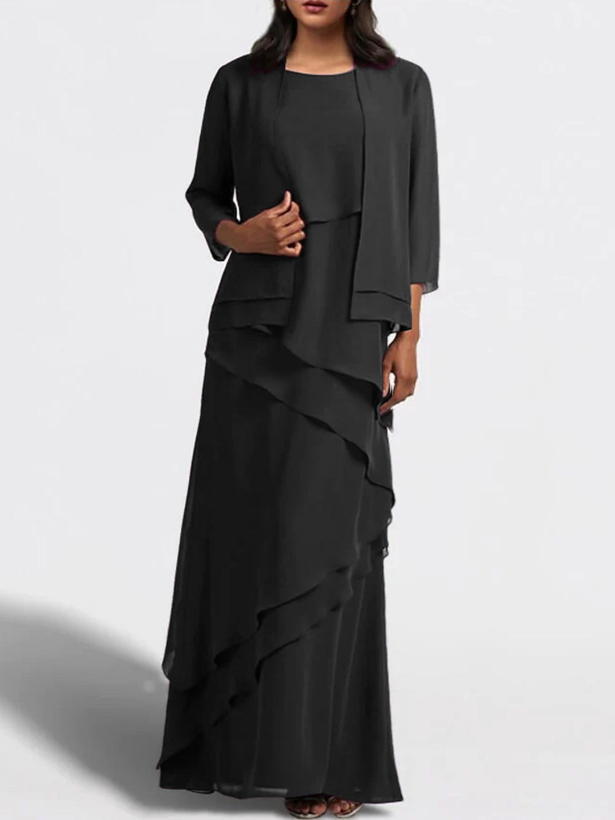 Long Mother of the Bride Sheath Dress with Matching Jacket