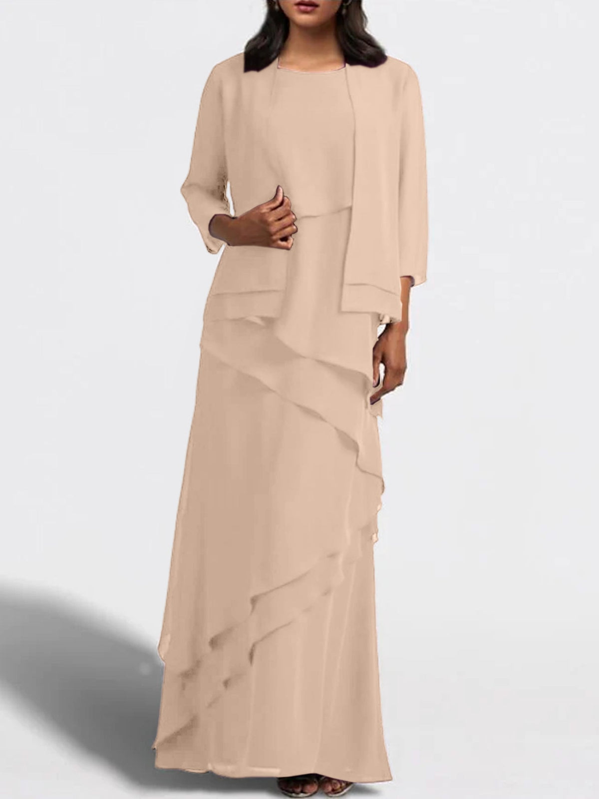 Long Mother of the Bride Sheath Dress with Matching Jacket