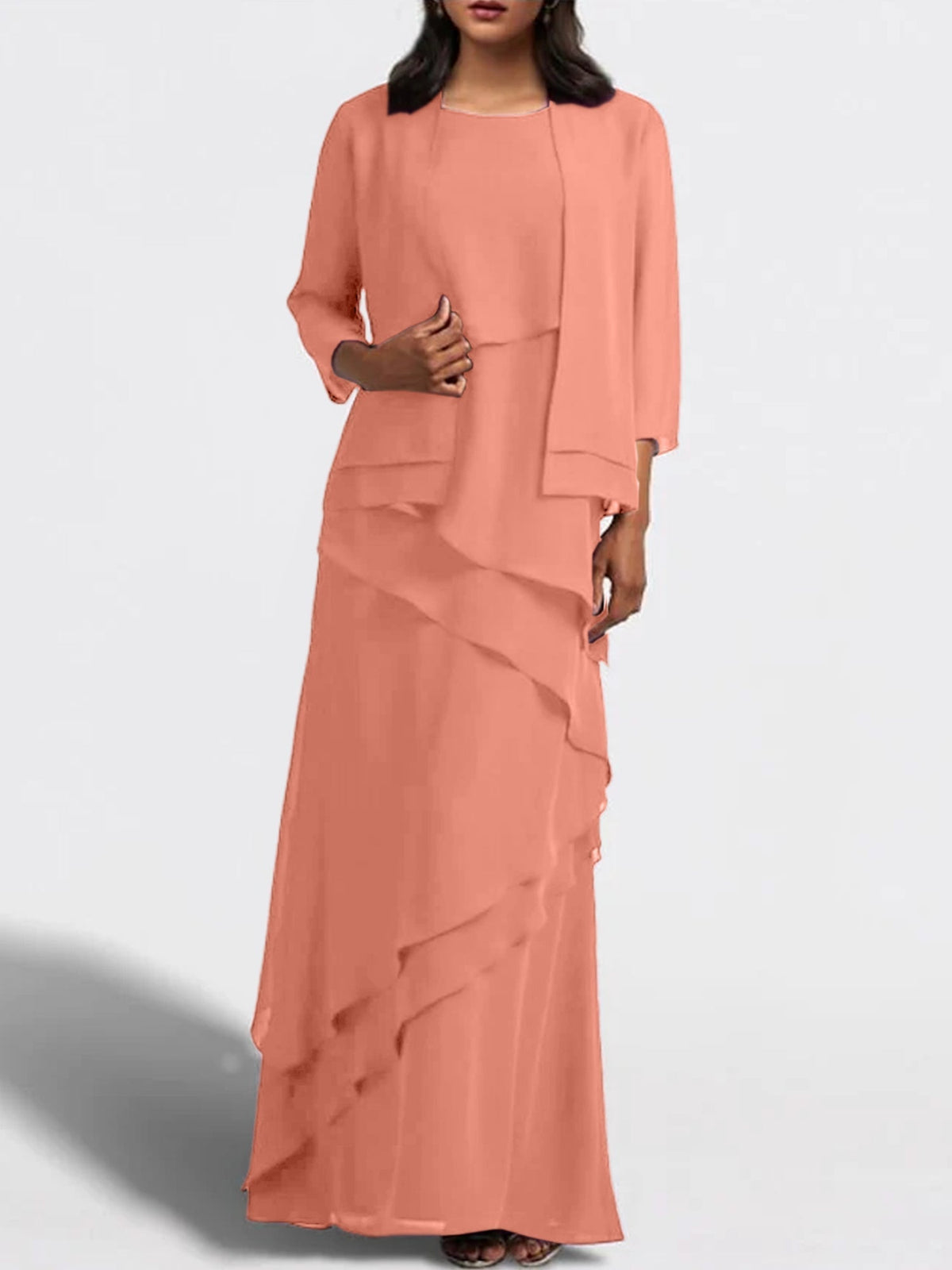 Long Mother of the Bride Sheath Dress with Matching Jacket