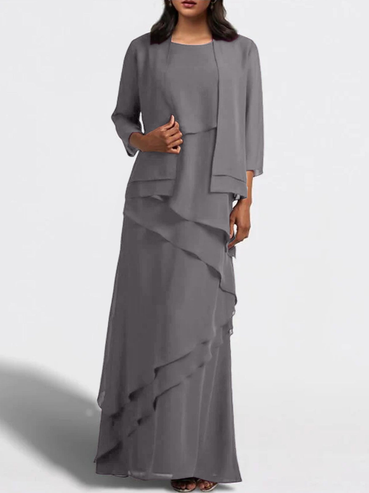 Long Mother of the Bride Sheath Dress with Matching Jacket