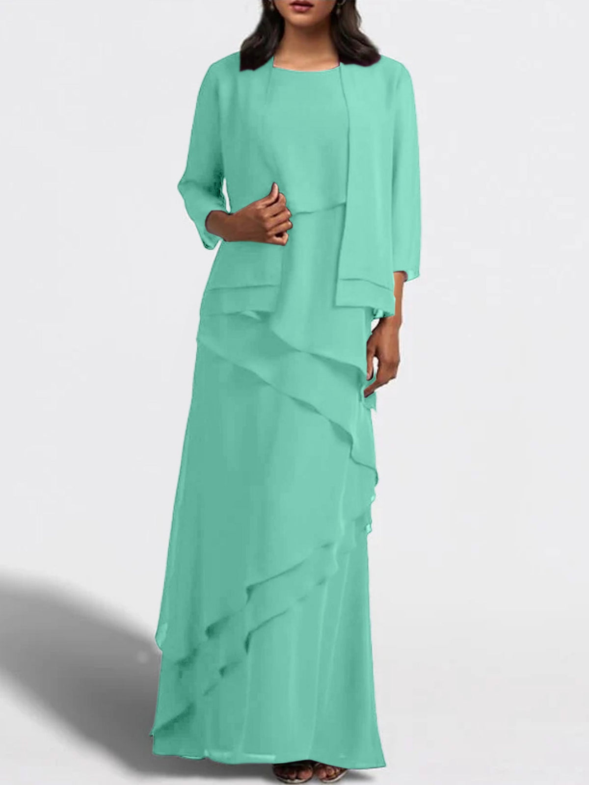Long Mother of the Bride Sheath Dress with Matching Jacket
