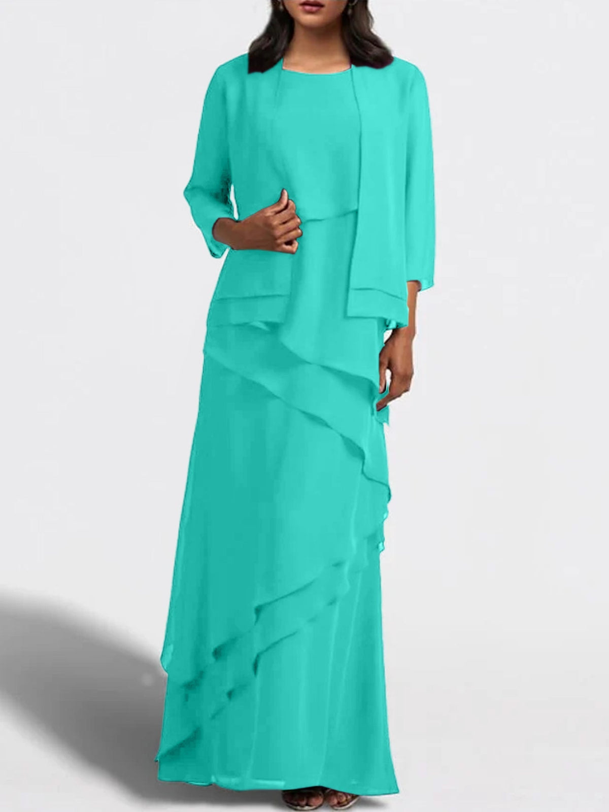 Long Mother of the Bride Sheath Dress with Matching Jacket