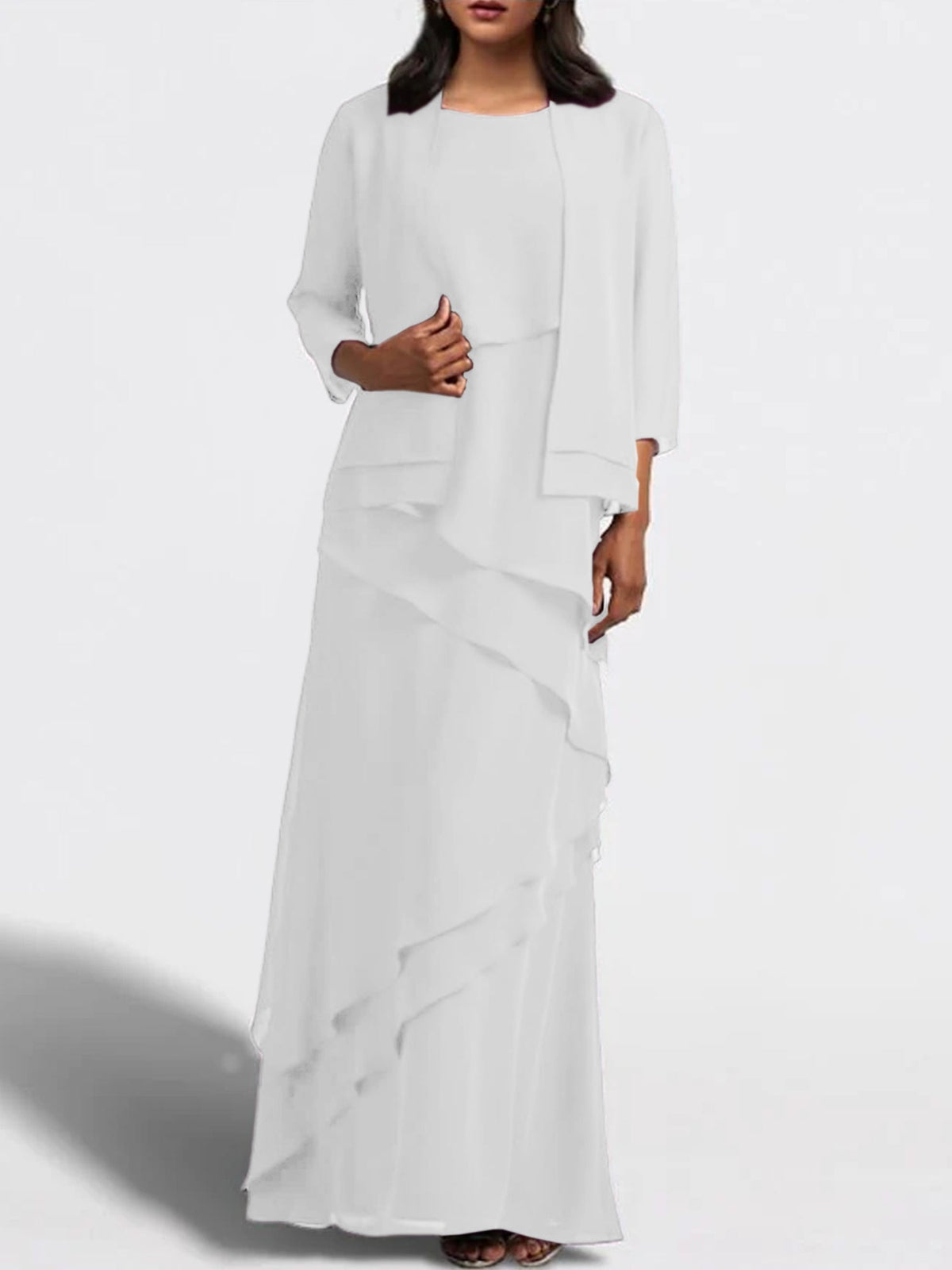 Long Mother of the Bride Sheath Dress with Matching Jacket