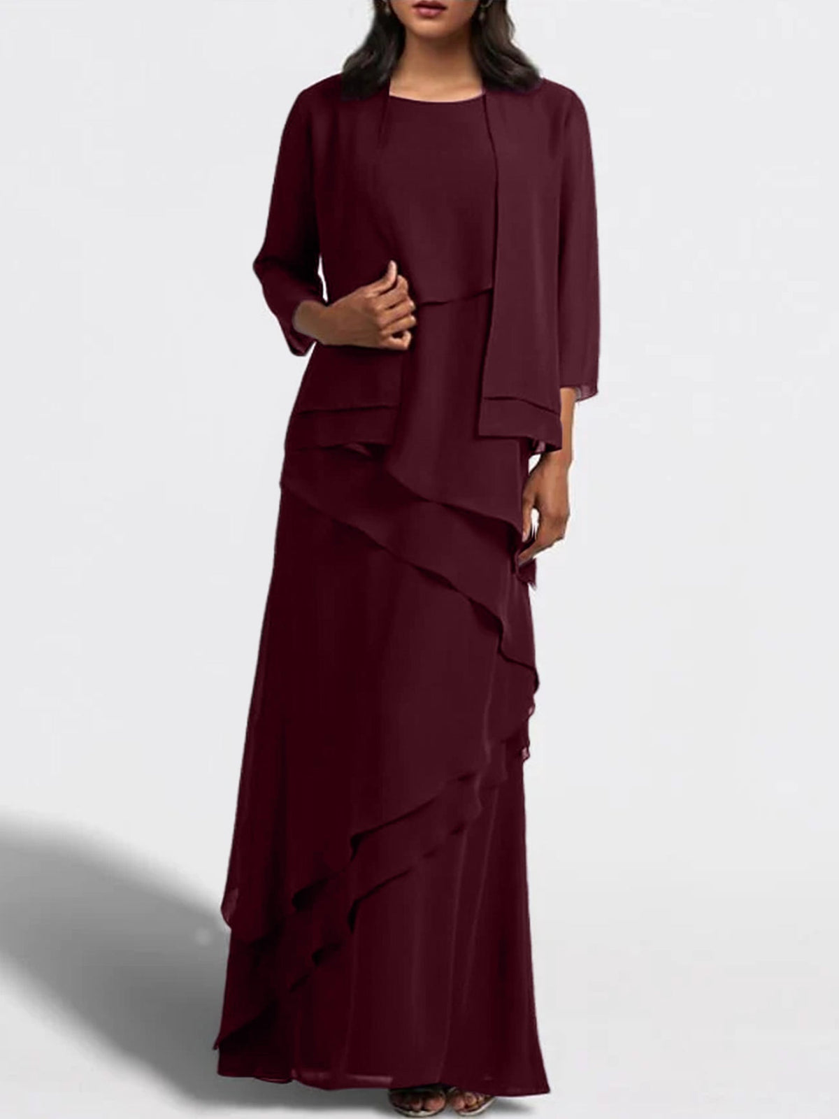 Long Mother of the Bride Sheath Dress with Matching Jacket