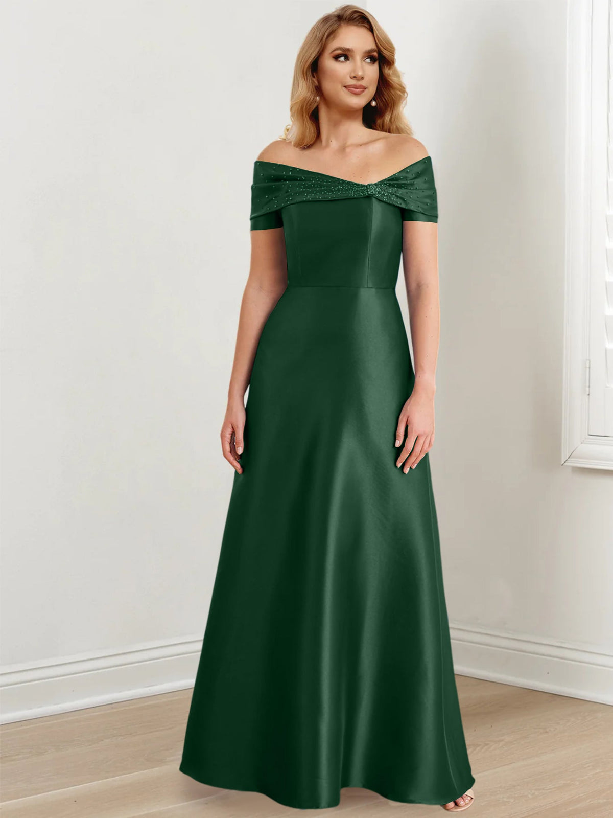 Long Off the Shoulder Mother of the Bride A Line Dress