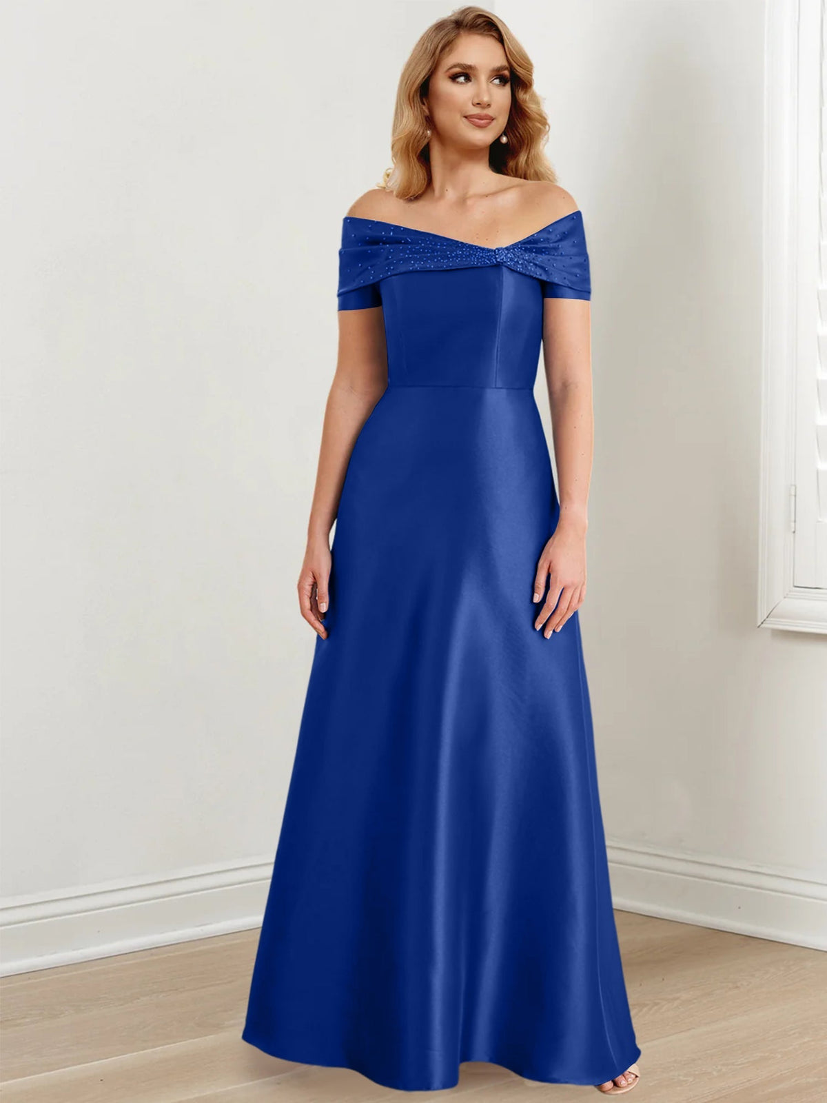 Long Off the Shoulder Mother of the Bride A Line Dress