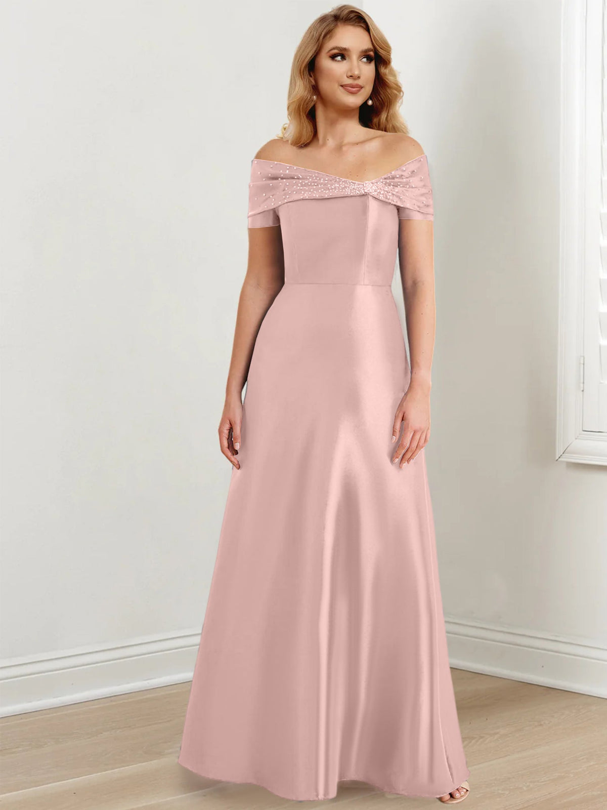 Long Off the Shoulder Mother of the Bride A Line Dress