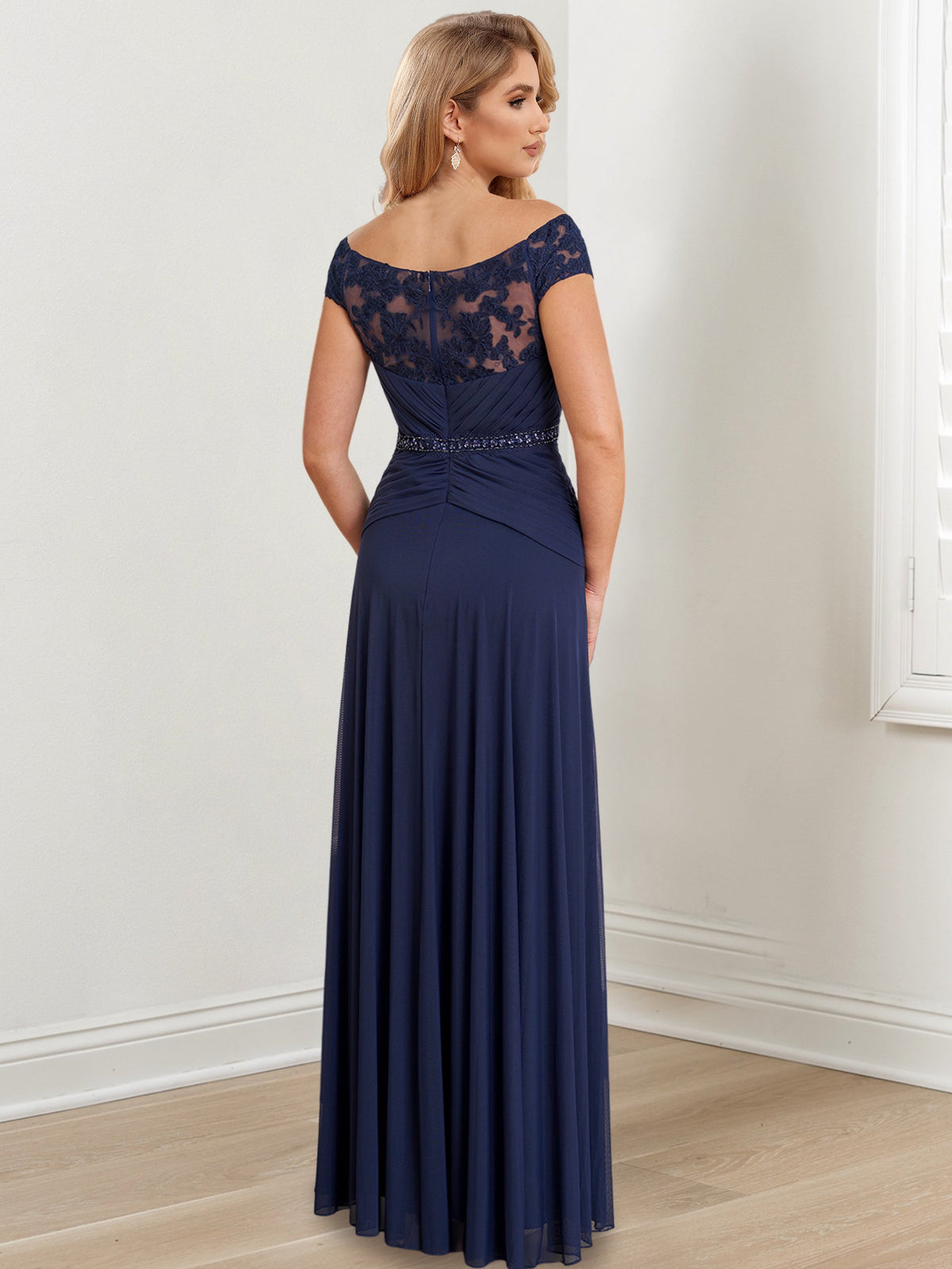 Long Off the Shoulder Mother of the Bride A Line Dress
