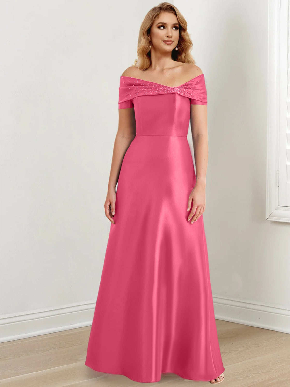 Long Off the Shoulder Mother of the Bride A Line Dress