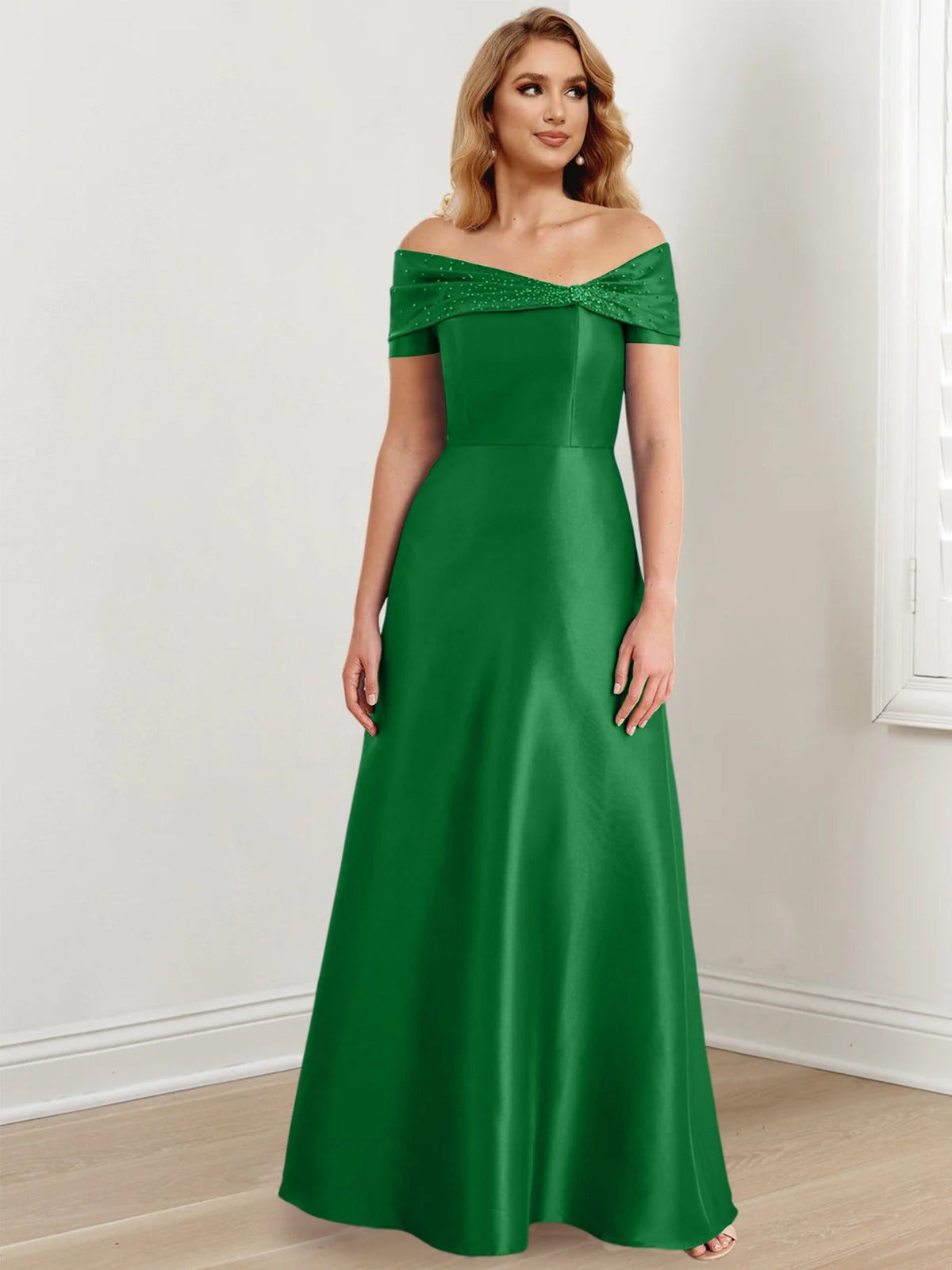 Long Off the Shoulder Mother of the Bride A Line Dress