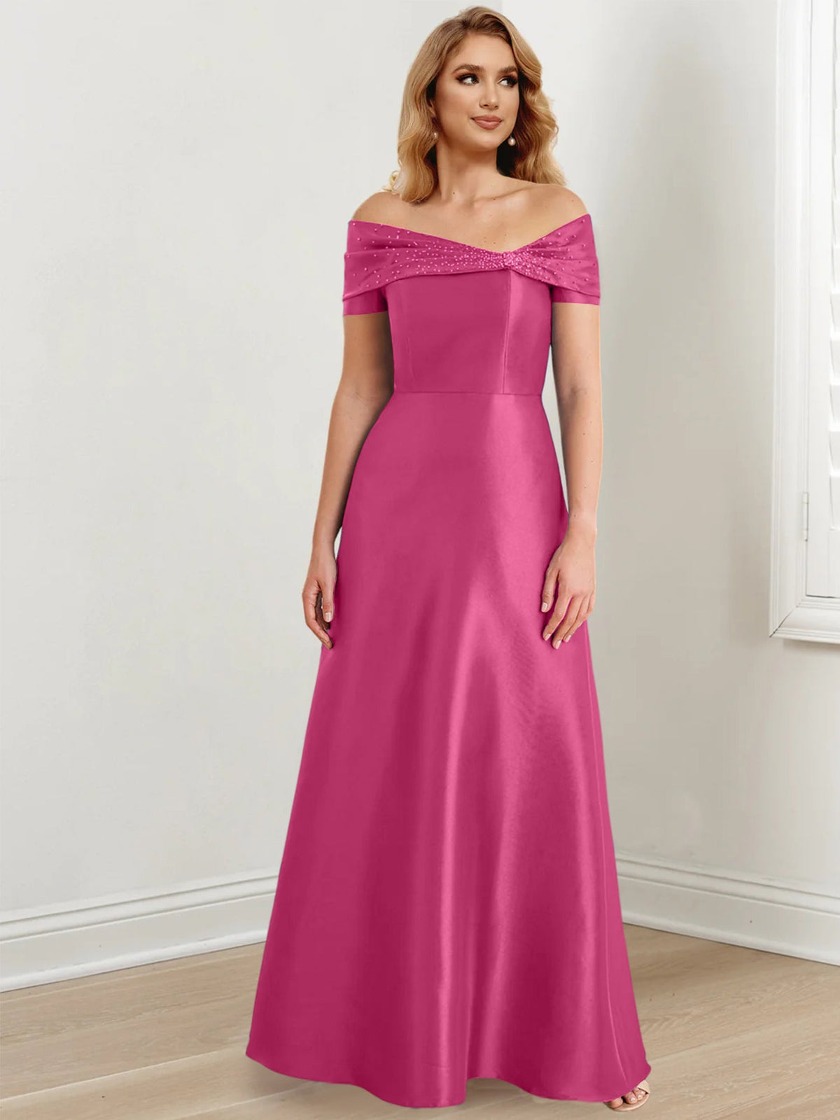 Long Off the Shoulder Mother of the Bride A Line Dress