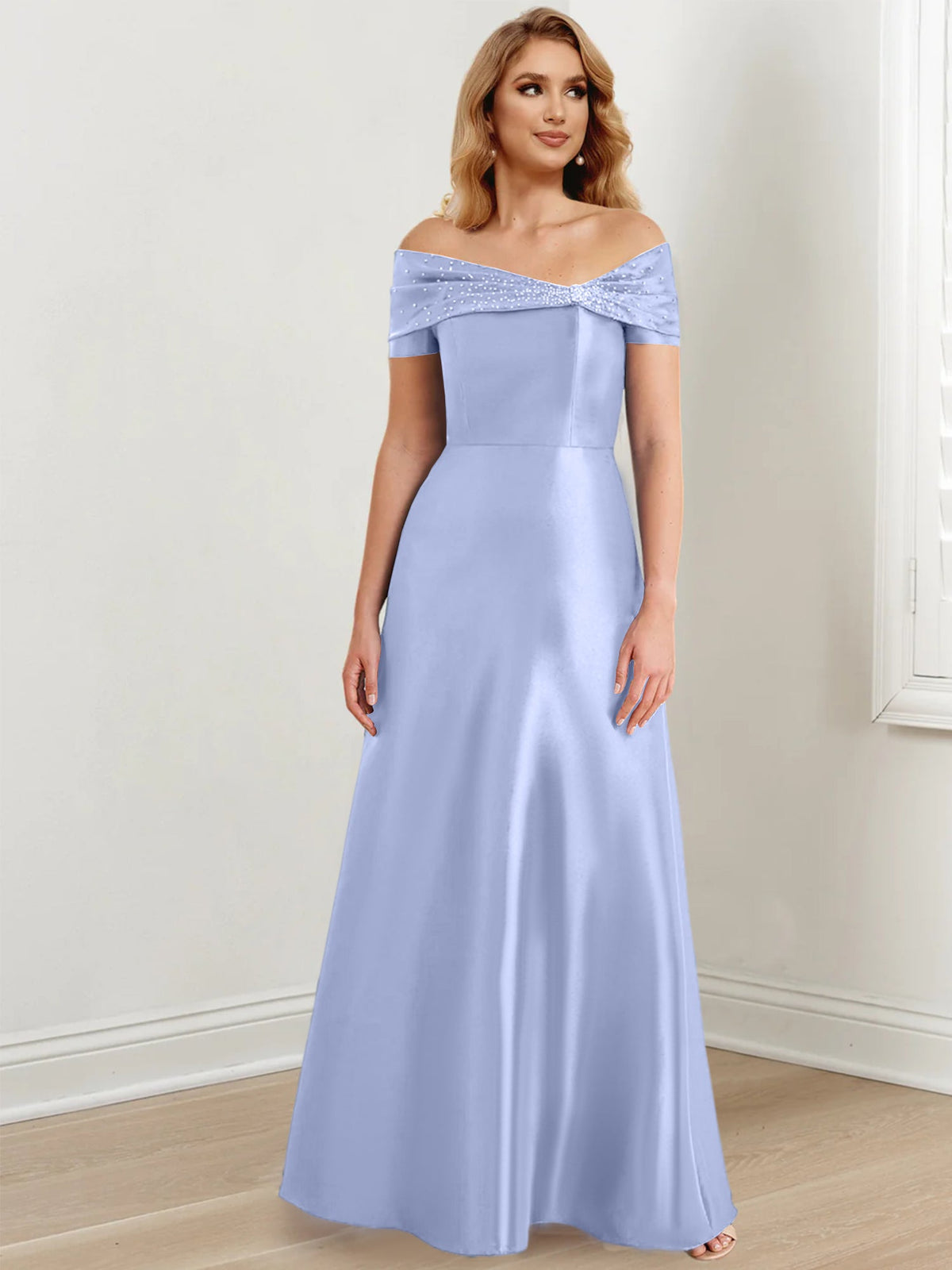 Long Off the Shoulder Mother of the Bride A Line Dress