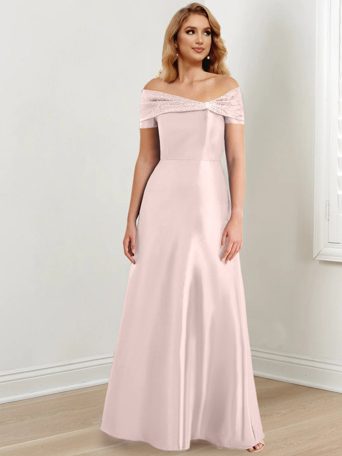 Long Off the Shoulder Mother of the Bride A Line Dress