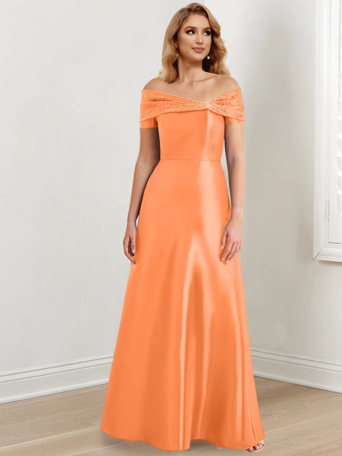 Long Off the Shoulder Mother of the Bride A Line Dress