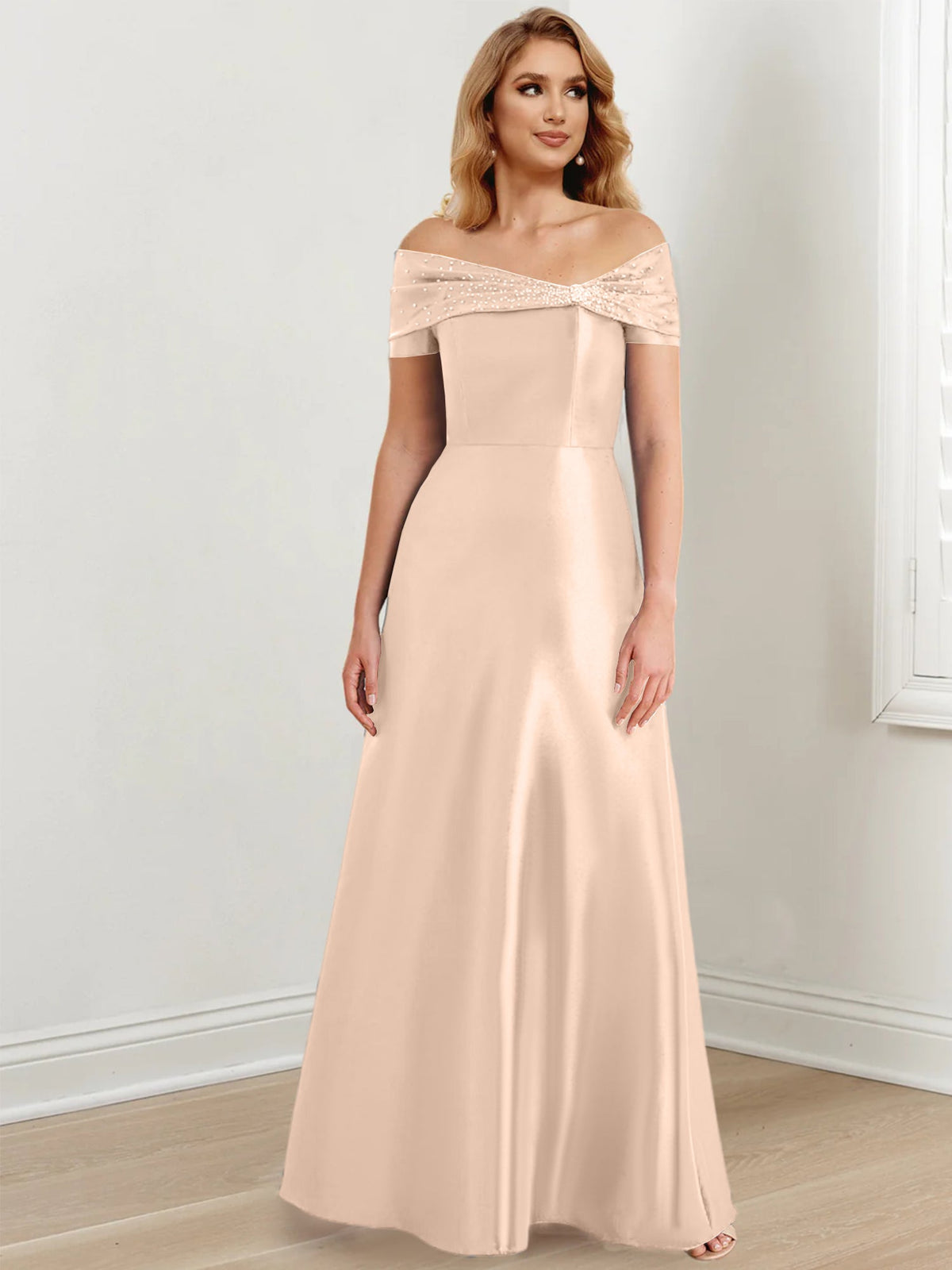 Long Off the Shoulder Mother of the Bride A Line Dress