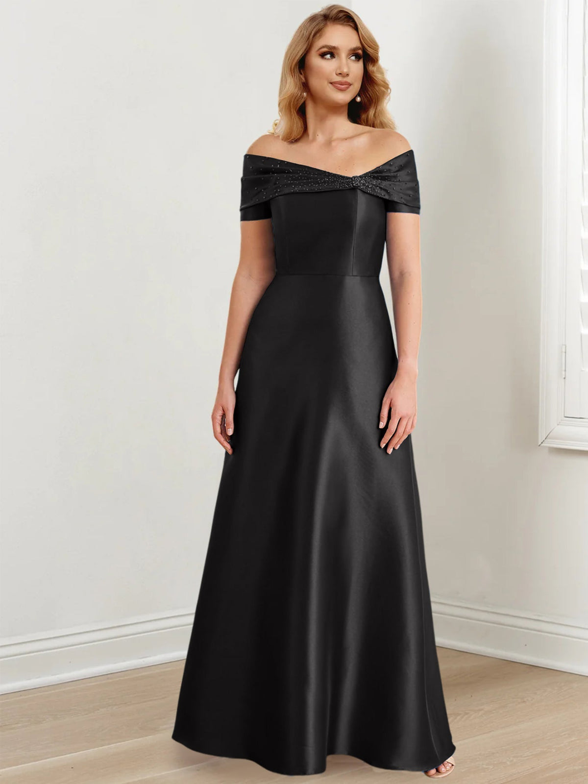 Long Off the Shoulder Mother of the Bride A Line Dress