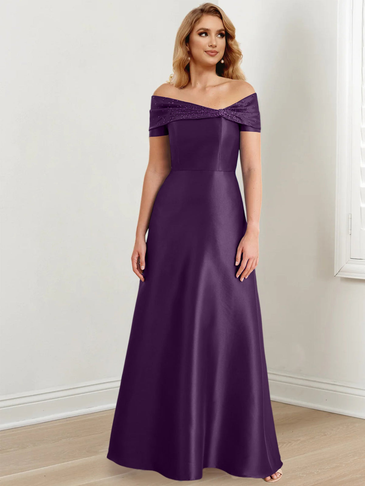 Long Off the Shoulder Mother of the Bride A Line Dress