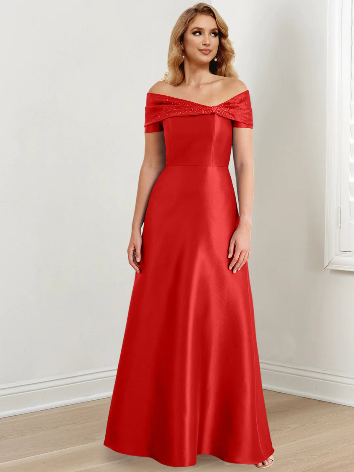 Long Off the Shoulder Mother of the Bride A Line Dress