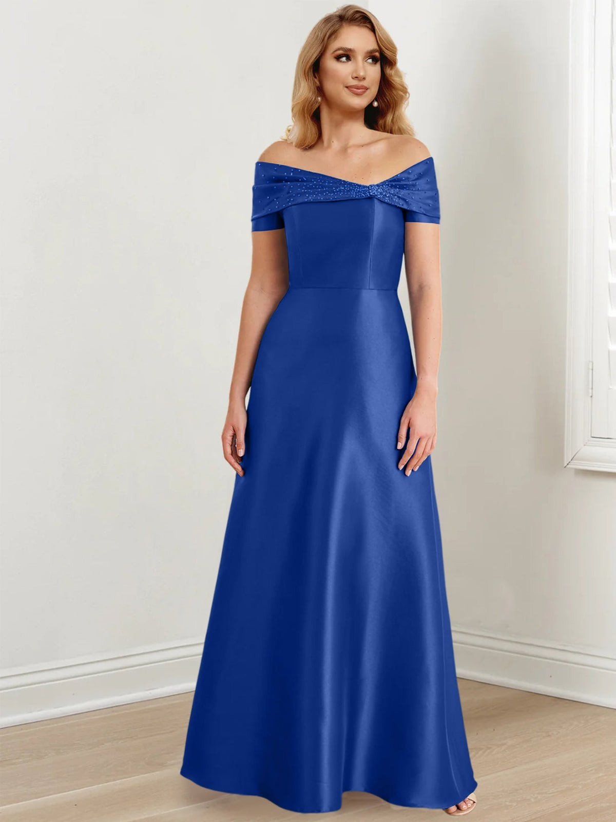 Long Off the Shoulder Mother of the Bride A Line Dress