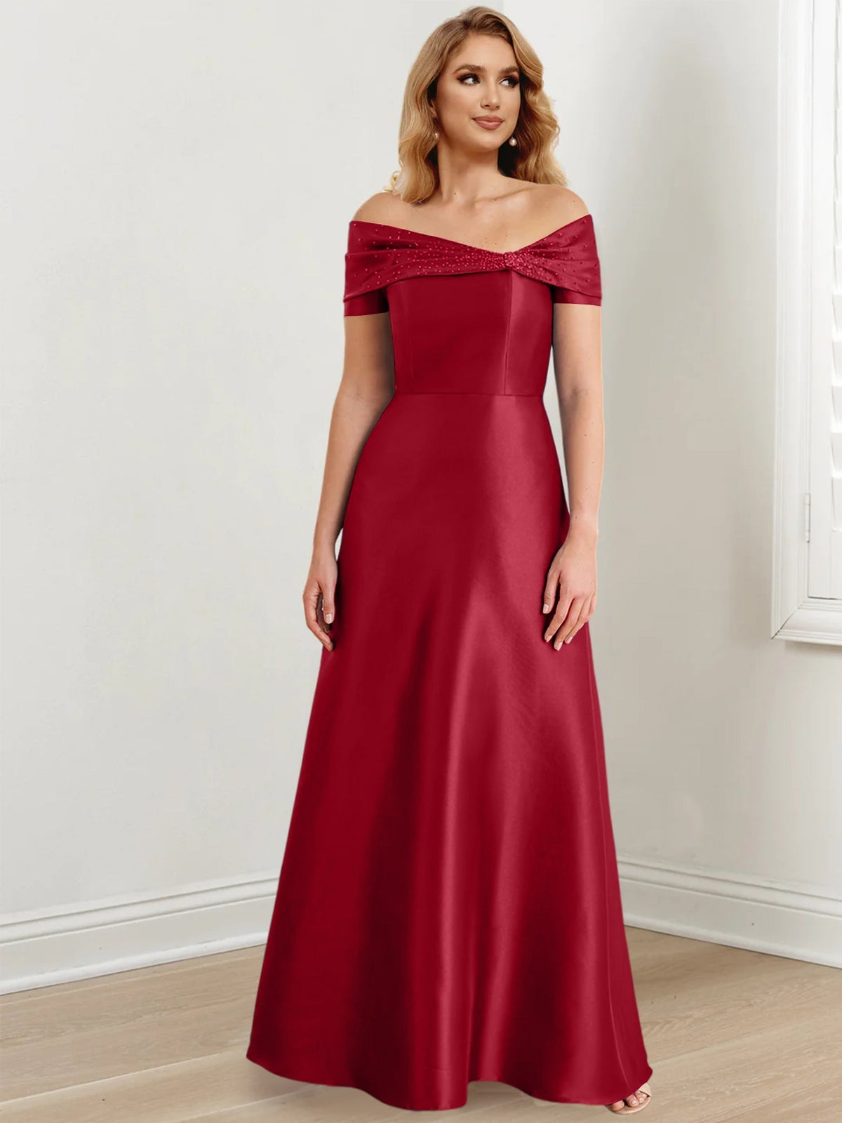 Long Off the Shoulder Mother of the Bride A Line Dress