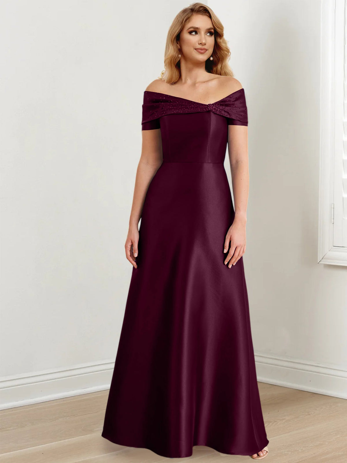 Long Off the Shoulder Mother of the Bride A Line Dress