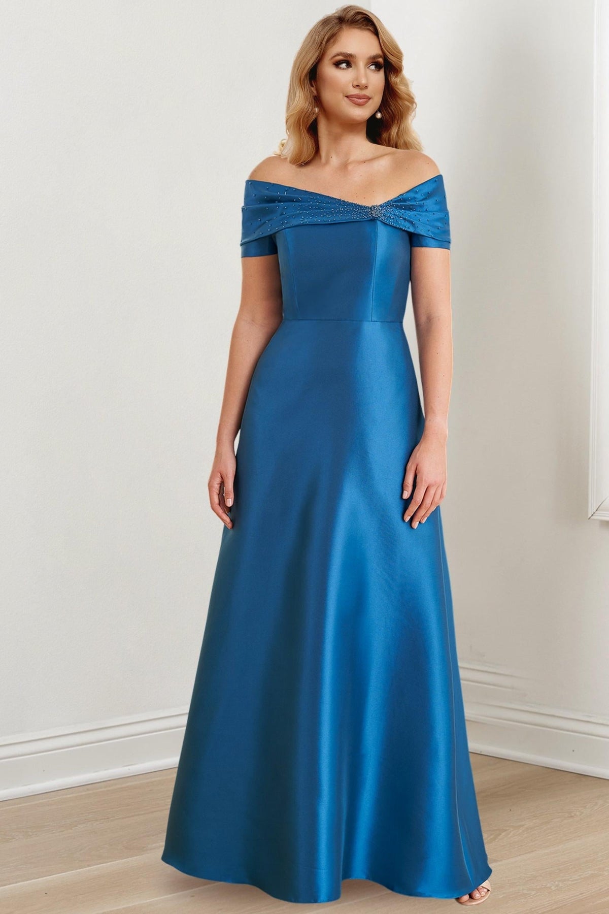 Long Off the Shoulder Mother of the Bride A Line Dress
