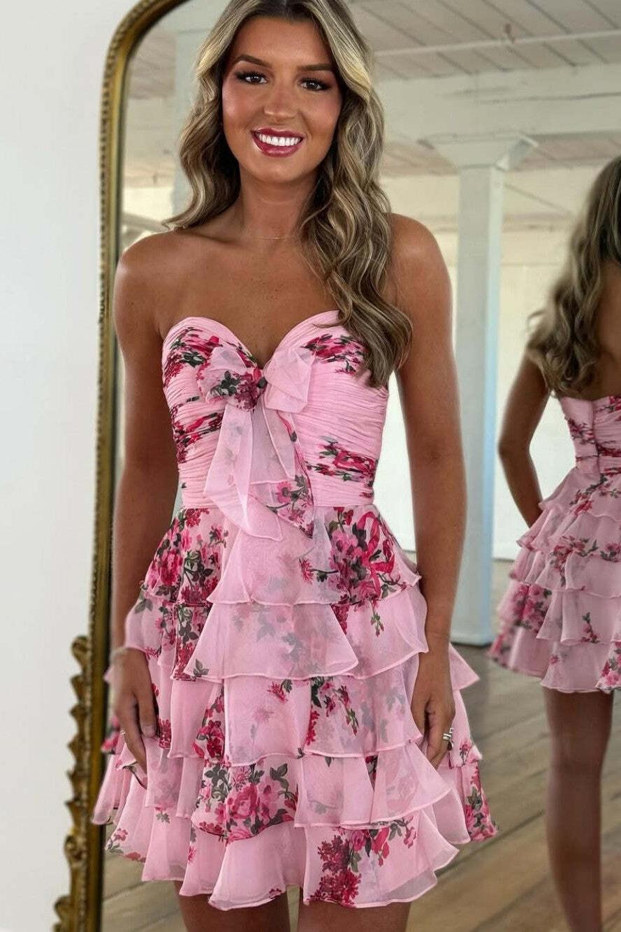 Suzhoufashion Flower A-Line Tiered Tulle Sweetheart Short Homecoming Dress
