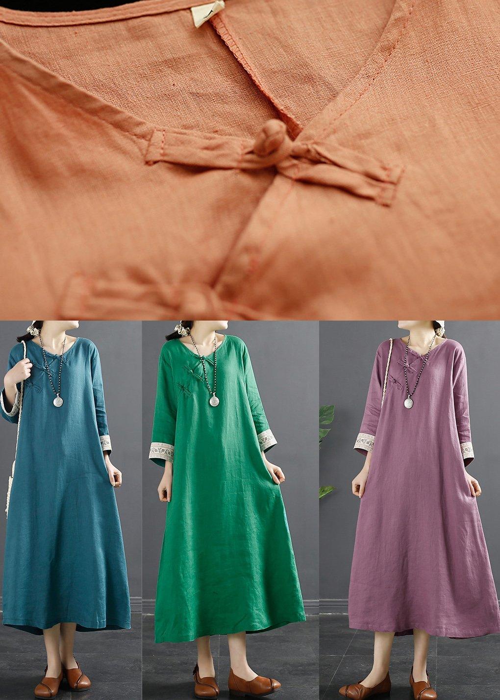 French Purple Clothes Embroidery Long Spring Dresses