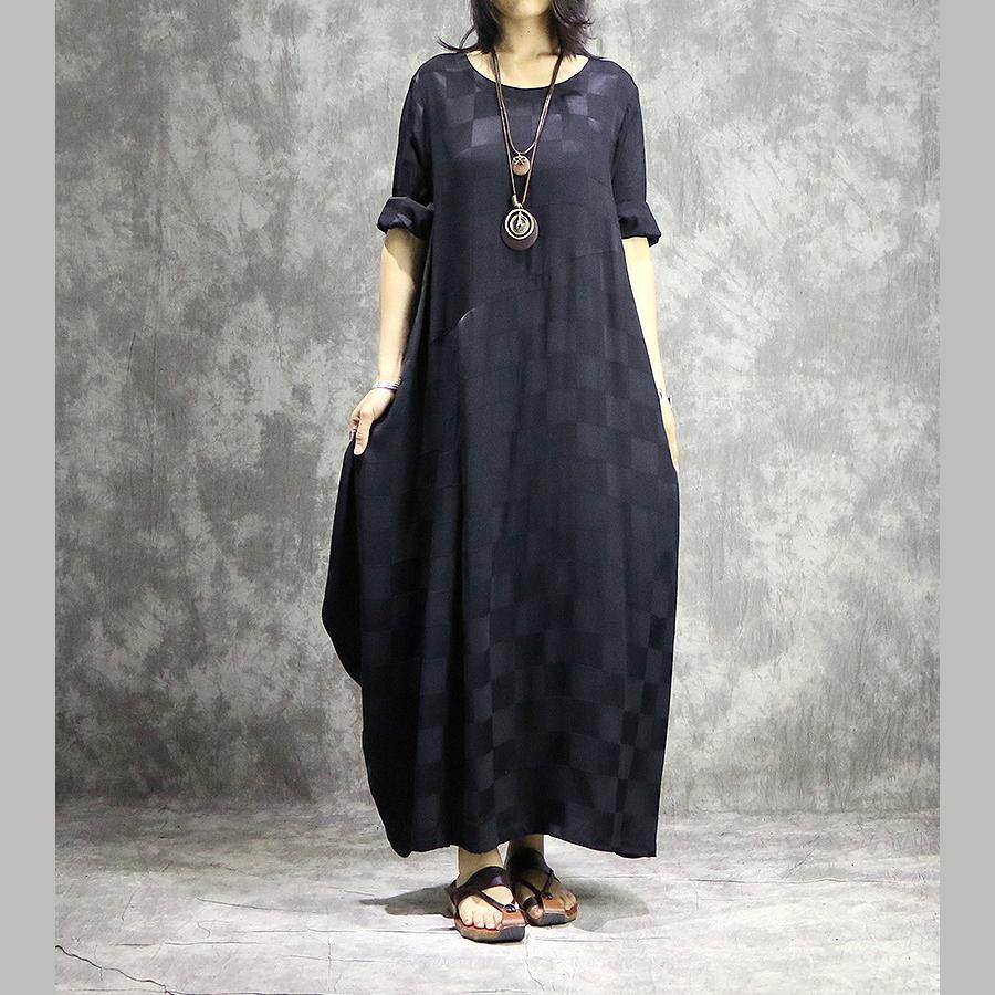 French o neck silk dresses Fabrics black Maxi Dress summer