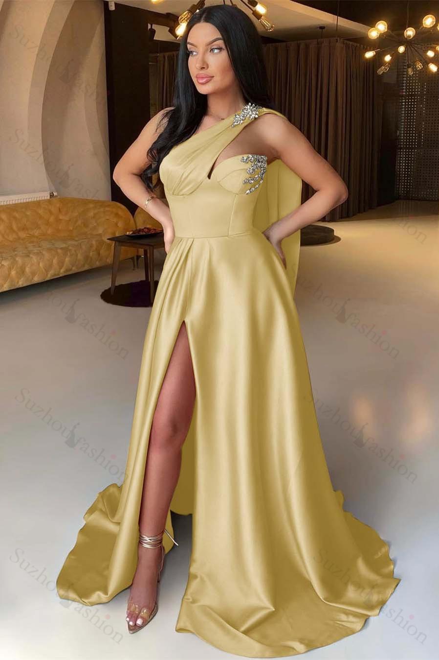 Front Split One Shoulder Sleeveless Mermaid Evening Formal Dress With Beadings Online