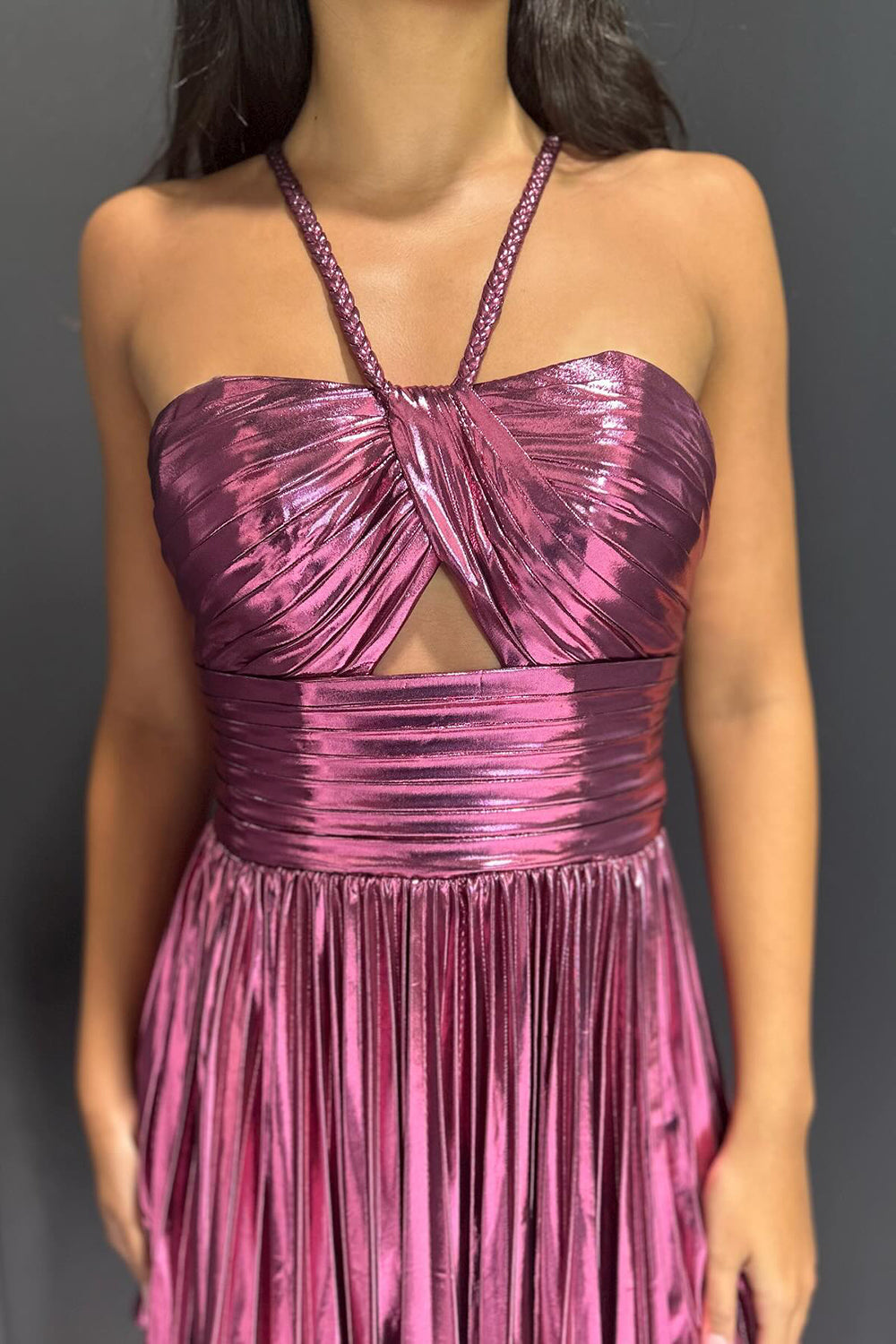 Fuchsia Homecoming Dresses A-Line Halter Pleated Short Cocktail Dresses