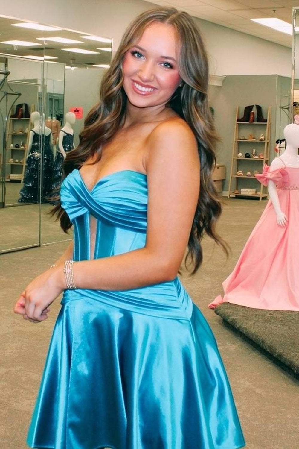 Fuchsia Homecoming Dresses Strapless Corset A Line Short Cocktail Dresses