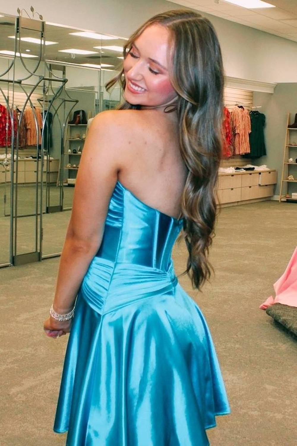 Fuchsia Homecoming Dresses Strapless Corset A Line Short Cocktail Dresses
