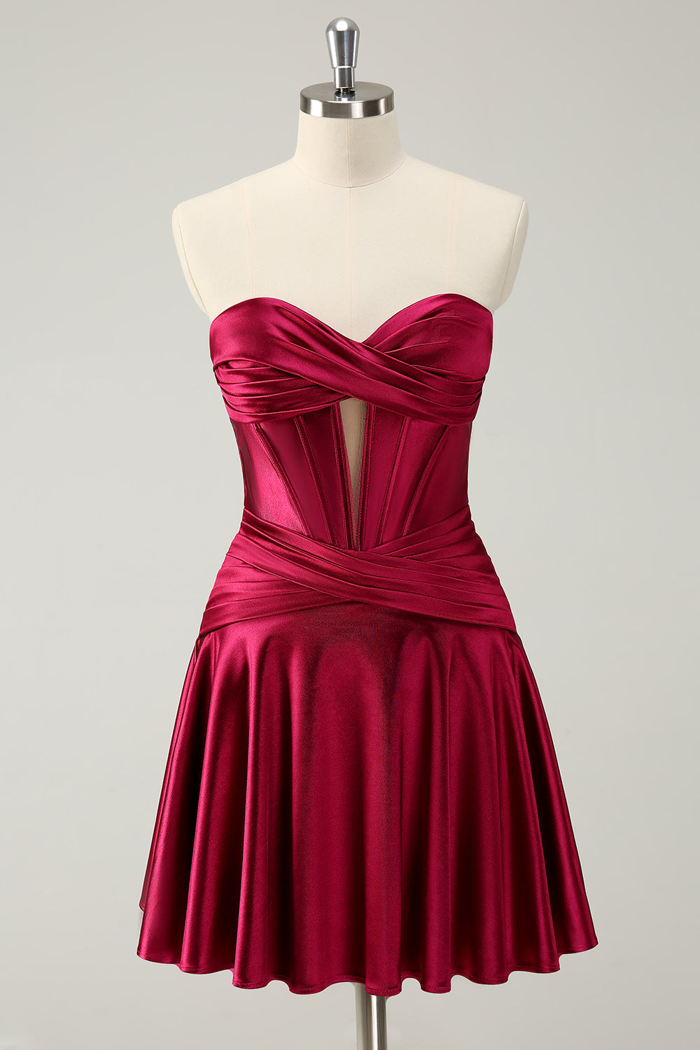 Fuchsia Homecoming Dresses Strapless Corset A Line Short Cocktail Dresses