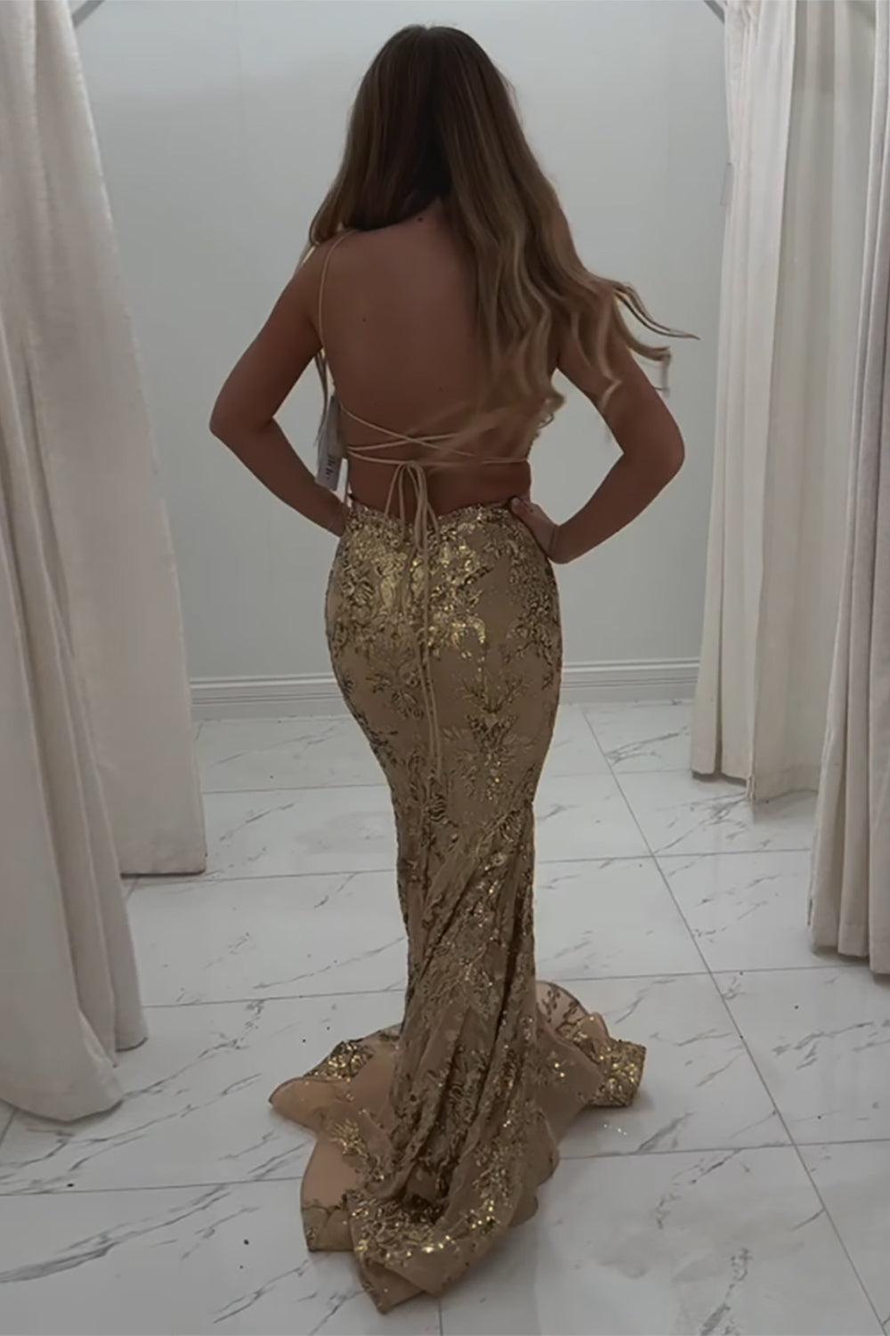 Fuchsia Prom Dress Mermaid Sequins Long Backless Formal Dress