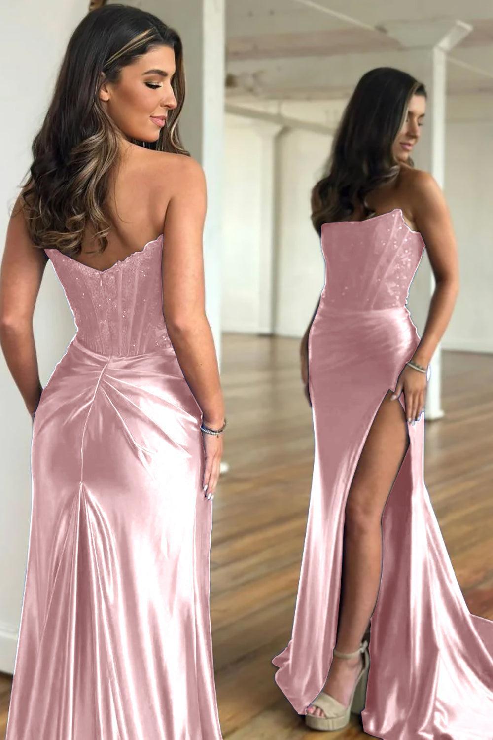 Fuchsia Prom Dress Sheath Corset Long Formal Dress With Lace
