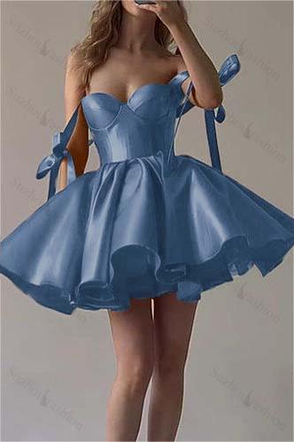 Fuchsia Satin Sweetheart Sleeveless Short Homecoming Dress With Ruffles