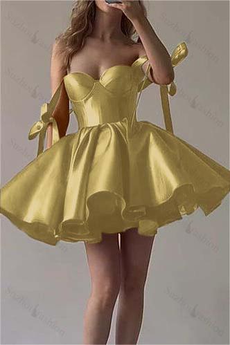 Fuchsia Satin Sweetheart Sleeveless Short Homecoming Dress With Ruffles