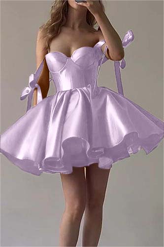 Fuchsia Satin Sweetheart Sleeveless Short Homecoming Dress With Ruffles