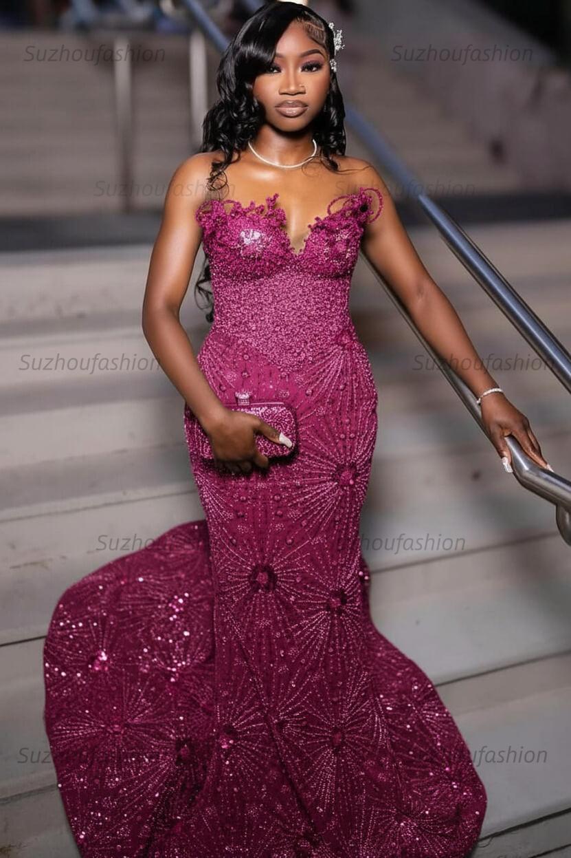 Green Prom Dress Sleeveless Formal Evening Gown with Rhinestones and Beadings