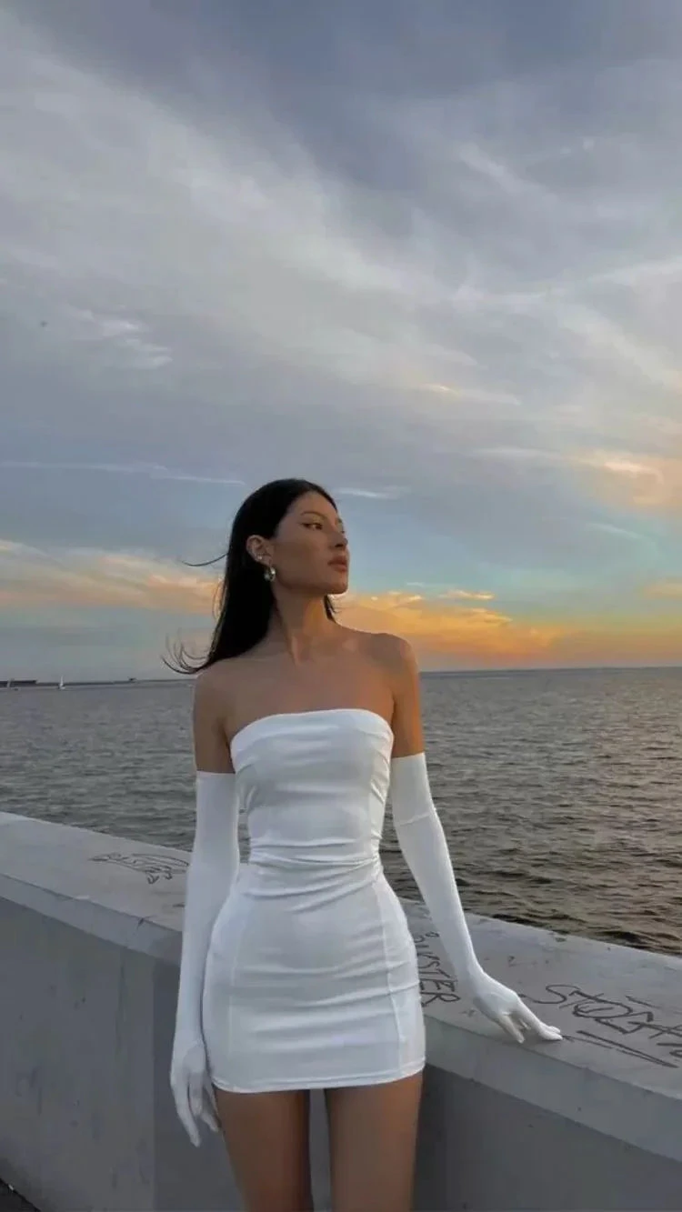 Cute White Strapless Homecoming Dress Sexy Bodycon Dress Y2127 by simplepromdress