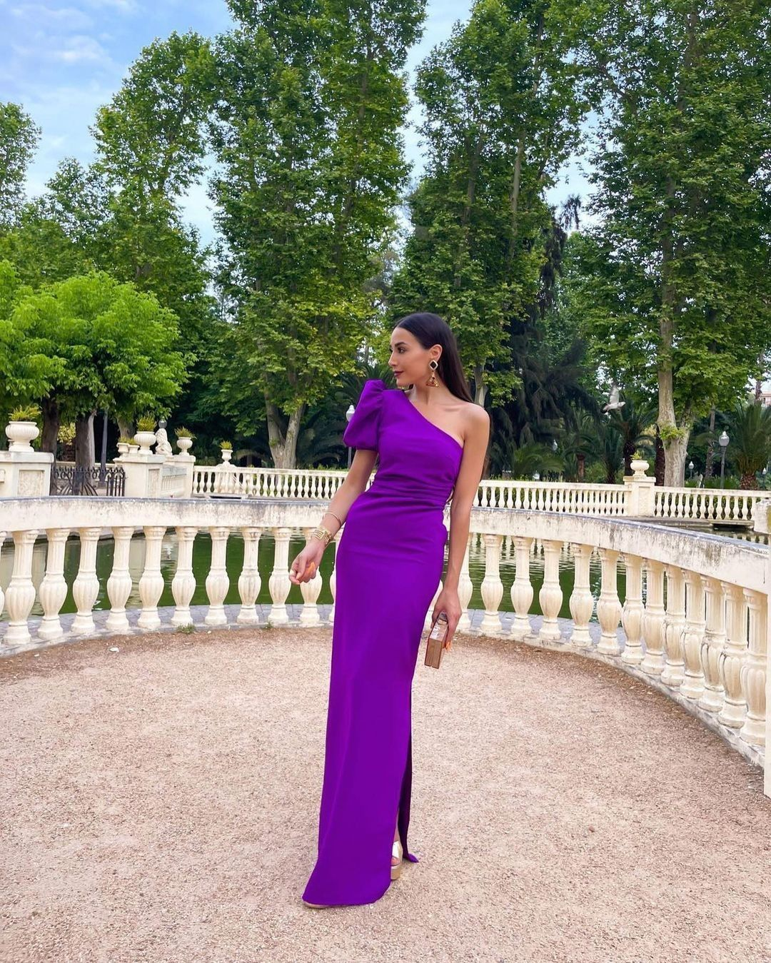 Purple One Shoulder Long Prom Dress,Purple Wedding Guest Dress - VelvetHem