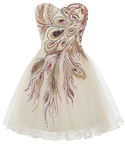 Elegant Strapless Tulle Sequins Short Party Dress A Line Homecoming Dress - VelvetHem
