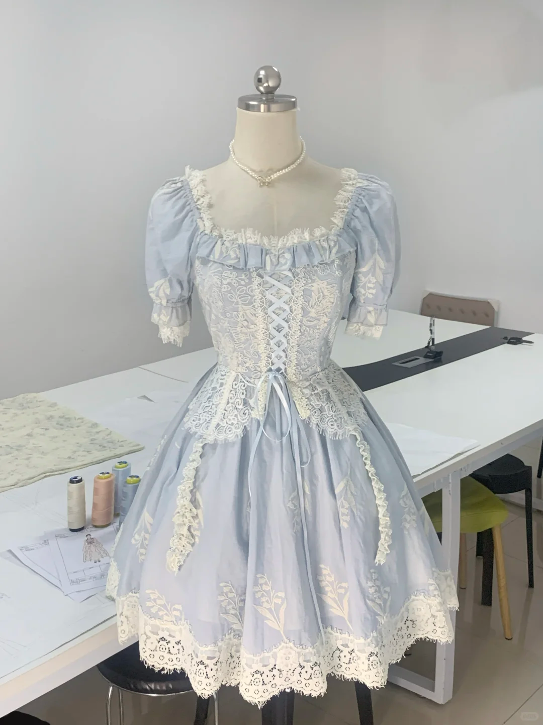Beautiful Satin Lace Blue A Line Short Party Dress Homecoming Dress - VelvetHem