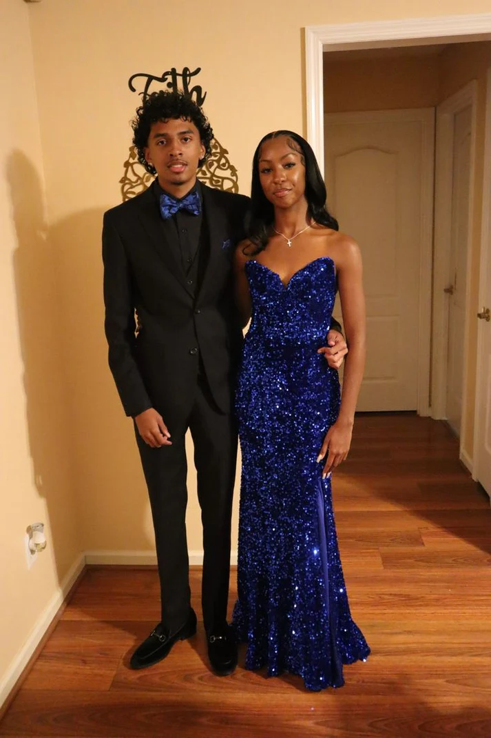 Shiny Royal Blue Sequins Mermaid Party Prom Dress - VelvetHem